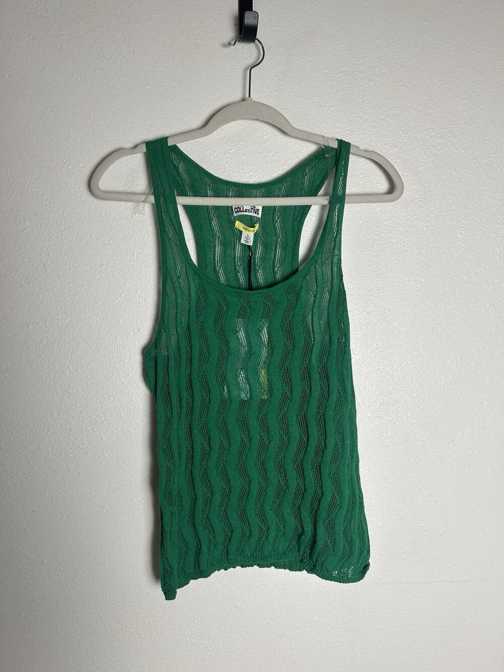 Future Collective Green Open Stitch Sheer Sweater Tank Top -- Size XL